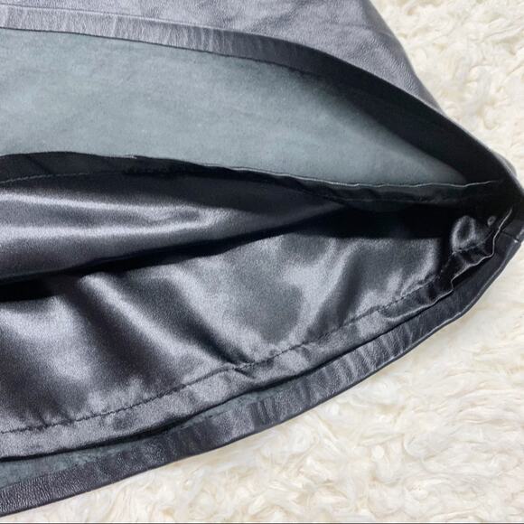 BOSTON DESIGN STUDIO Black Leather A-line Lined Skirt size 4 - Picture 7 of 9